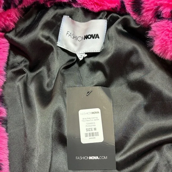 NWT Fashion nova faux fur animal print coat size M - Picture 2 of 8